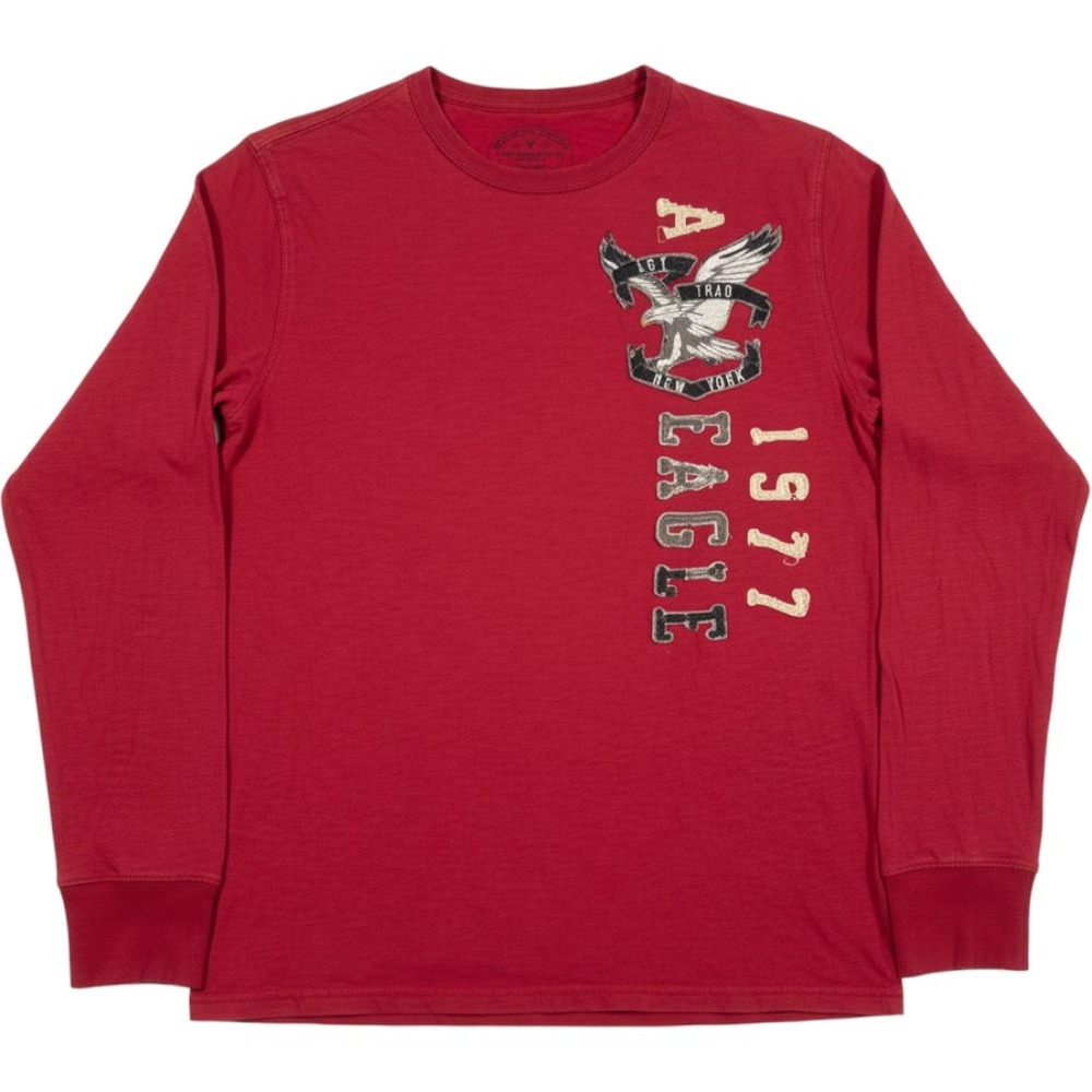 Y2K Vintage Surf 1977 American Eagle Graphic Tee Mens Medium Red Long Sleeve